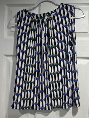 Calvin Klein Geometric Print Camisole in Royal Blue, Black, White & Teal